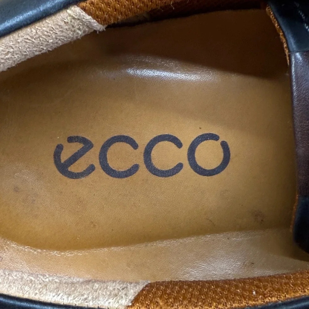 Ecco Eisner Mens Sneakers Size 11 11.5 Black Nubuck Low Top Laced EU 45